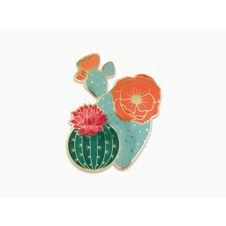 Blooming Cacti Sticker | Luxe Metallic Gold Sticker