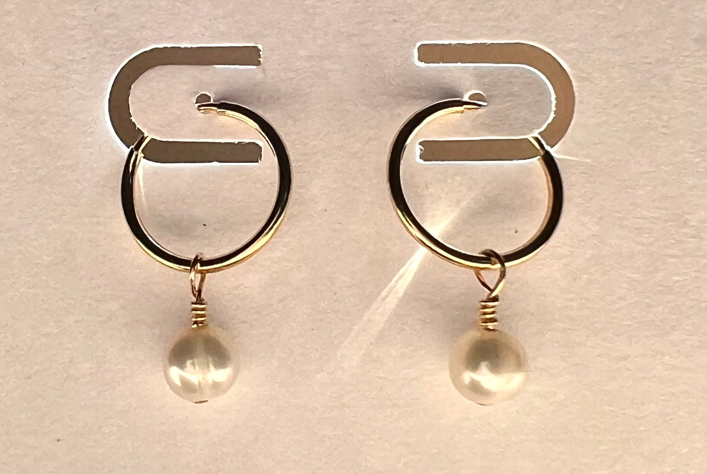 Gold-Filled Pearl Hoop Earrings by Intrigue Nouveau