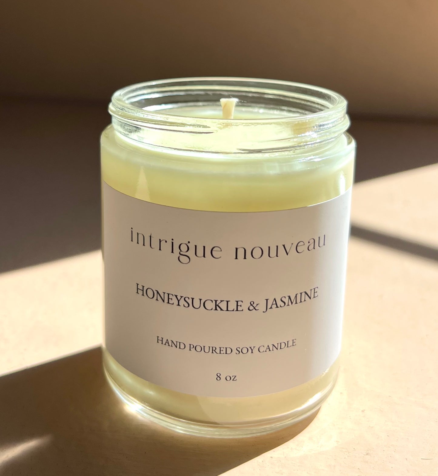 Honeysuckle & Jasmine Soy candle by Intrigue Nouveau