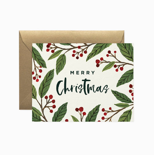 Winter Berry Merry Christmas Greeting Card Paper Anchor Co
